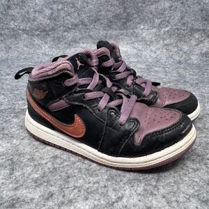 Nike Air Jordan 1 Mid SE Shoes Youth 10C Black Sky J Mauve FB9911-008 Sneakers